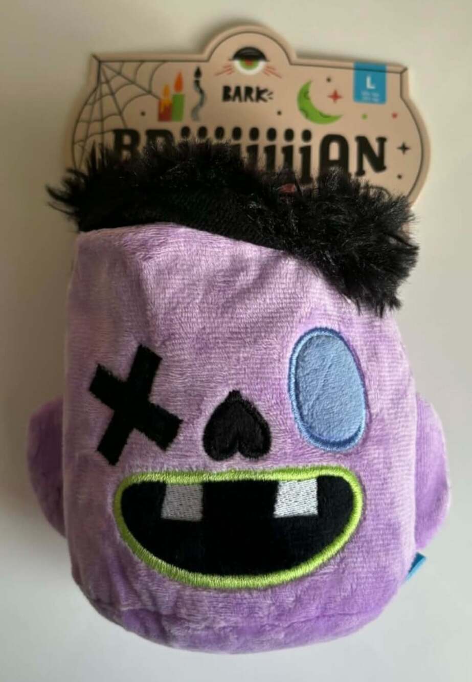 Bark Briiiiiiiian Frankenstein Head Crinkle Squeak Ball Dog Toy Large Dogs